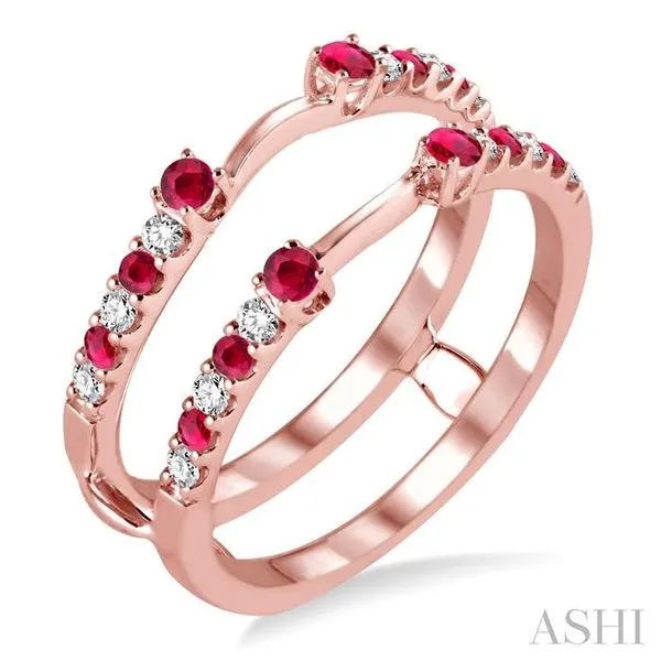 2 MM & 1.5 MM Ruby and 1/5 Ctw Round Cut Diamond Precious Insert Ring in 14K Rose Gold Hart's Jewelers Grants Pass, OR