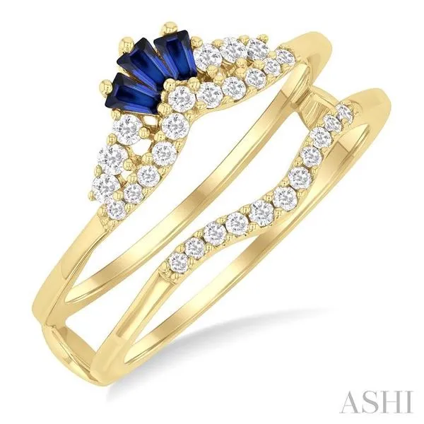 2.55x1.8 MM Baguette Cut Sapphire and 1/4 Ctw Round Cut Diamond Crown Precious Insert Ring in 14K Yellow Gold Hart's Jewelers Grants Pass, OR