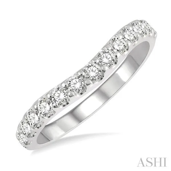 1/2 Ctw Arched Center Round Cut Diamond Wedding Band in 14K White Gold Hart's Jewelers Grants Pass, OR
