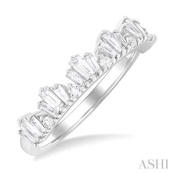 5/8 Ctw Baguette and Round Cut Diamond Stackable Fashion Band in 14K White Gold Hart's Jewelers Grants Pass, OR