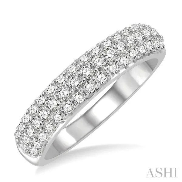 1/2 Ctw Triple Row Pave Set Round Cut Diamond Wedding Band in 14K White Gold Hart's Jewelers Grants Pass, OR
