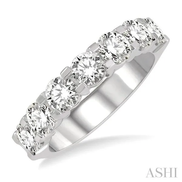 1 1/2 Ctw 7 Stone Round Cut Diamond Wedding Band in 14K White Gold Hart's Jewelers Grants Pass, OR