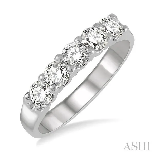 3/4 Ctw 5 Stone Round Cut Diamond Wedding Band in 14K White Gold Hart's Jewelers Grants Pass, OR