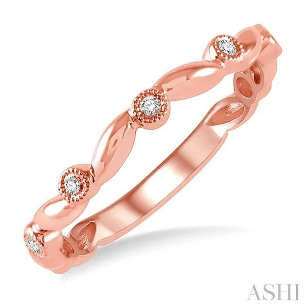 1/20 ctw Curvy Leaf and Circular Mount Round Cut Diamond Stackable Fashion Band in 14K Rose Gold Hart's Jewelers Grants Pass, OR