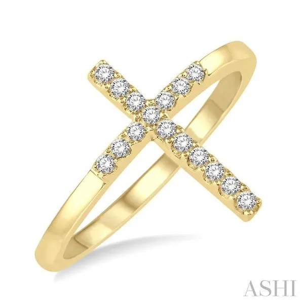 1/6 Ctw Cross Petite Round Cut Diamond Ring in 10K Yellow Gold Hart's Jewelers Grants Pass, OR