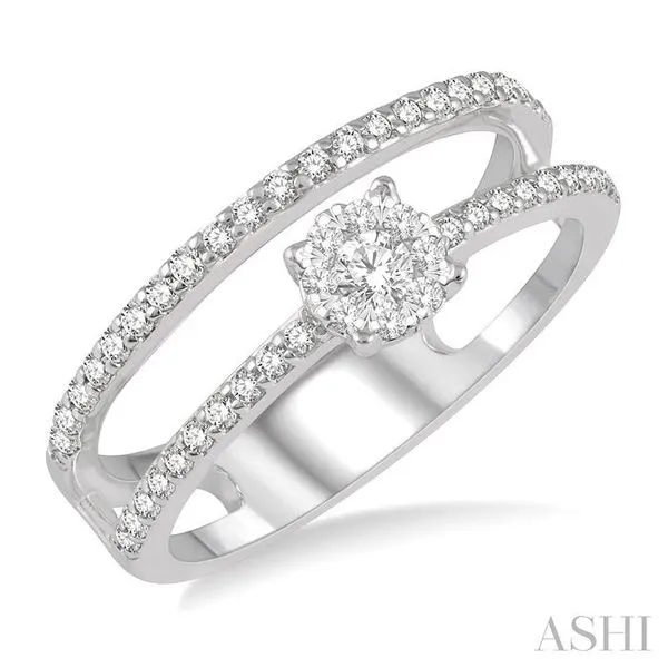 1/3 ctw Twin Band Round Shape Lovebright Round Cut Diamond Fashion Ring in 14K White Gold Hart's Jewelers Grants Pass, OR