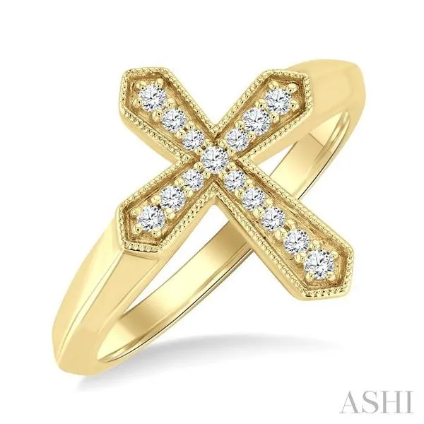 1/6 Ctw Cross Round Cut Diamond Fashion Petite Ring in 10K Yellow Gold Hart's Jewelers Grants Pass, OR