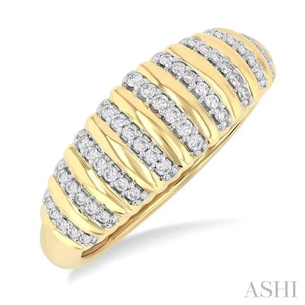 1/5 Ctw Ribbed Dome Shape Round Cut Diamond Fashion Ring in 10K Yellow Gold Hart's Jewelers Grants Pass, OR