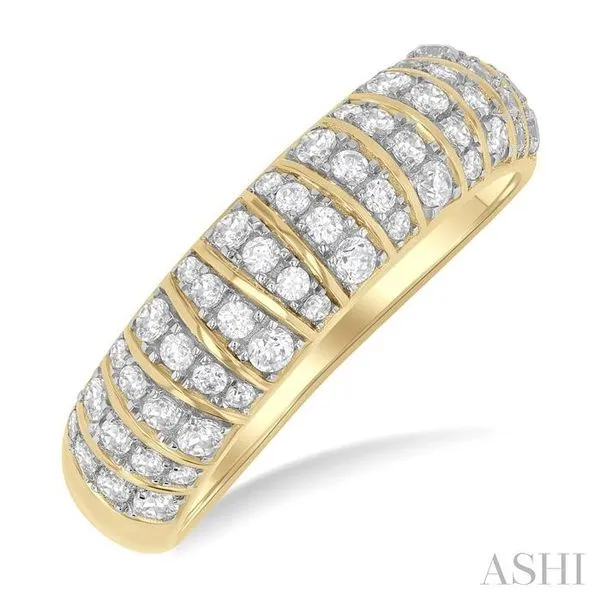 1/2 Ctw Ribbed Dome Shape Round Cut Diamond Fashion Ring in 10K Yellow Gold Hart's Jewelers Grants Pass, OR