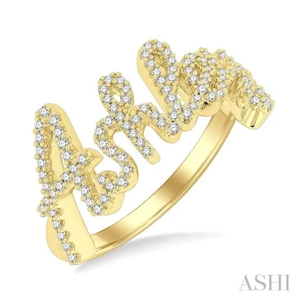 1/3 Ctw'Ashley' Script Name Round Cut Diamond Ring in 10K Yellow Gold Hart's Jewelers Grants Pass, OR