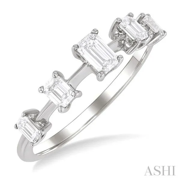 3/4 Ctw Emerald Cut Diamond Half Eternity 5-Stone Fashion Band in 14K White Gold Hart's Jewelers Grants Pass, OR