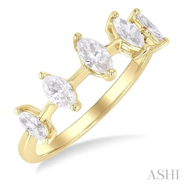3/4 Ctw Marquise Cut Diamond Half Eternity 5-Stone Fashion Band in 14K Yellow Gold Hart's Jewelers Grants Pass, OR