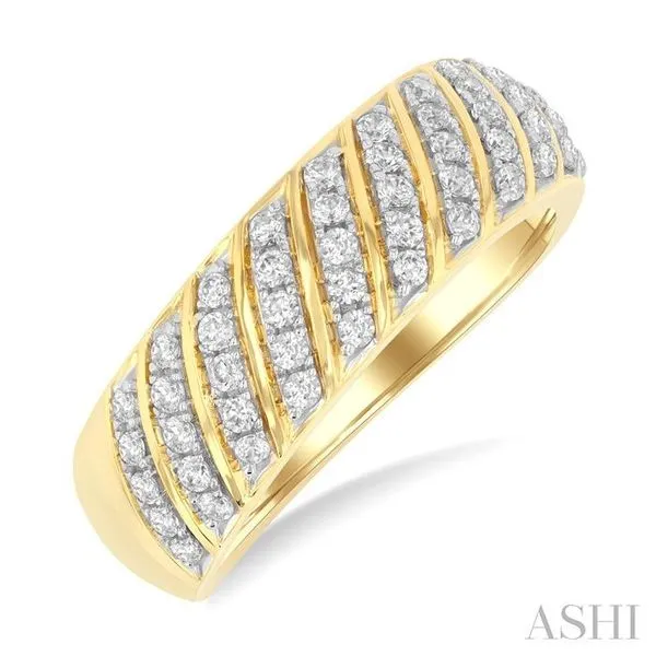 1/2 Ctw Dome Shape Slanted Ribbed Pattern Round Cut Diamond Fashion Ring in 10K Yellow Gold Hart's Jewelers Grants Pass, OR