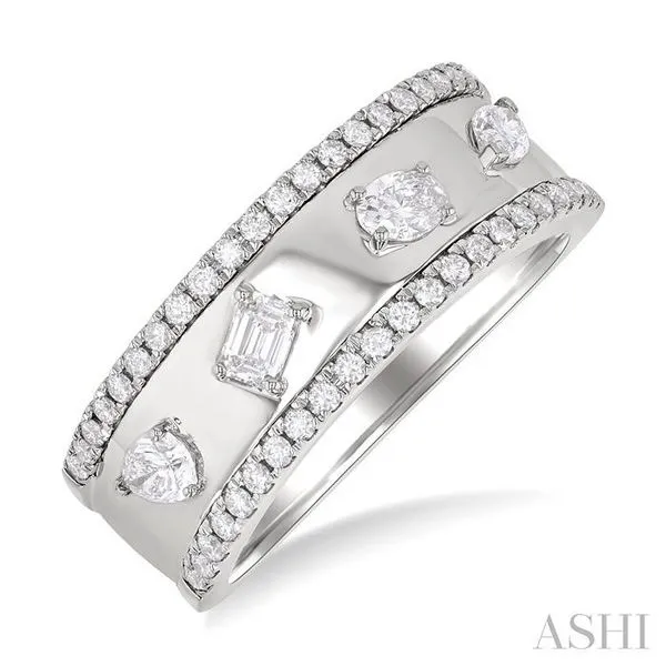 5/8 Ctw 4-Stone Mixed Shape Diamond Wide Fashion Band in 14K White Gold Hart's Jewelers Grants Pass, OR
