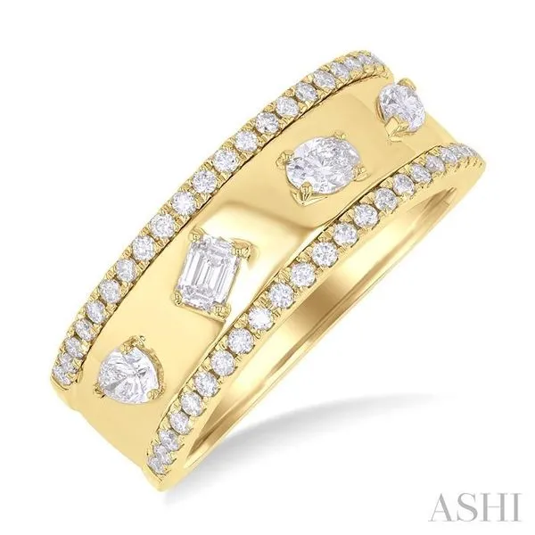 5/8 Ctw 4-Stone Mixed Shape Diamond Wide Fashion Band in 14K Yellow Gold Hart's Jewelers Grants Pass, OR