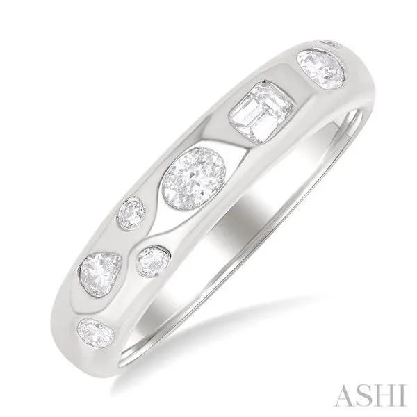 1/3 Ctw Bezel Set Mixed Shape Diamond Cut Fashion Band in 14K White Gold Hart's Jewelers Grants Pass, OR
