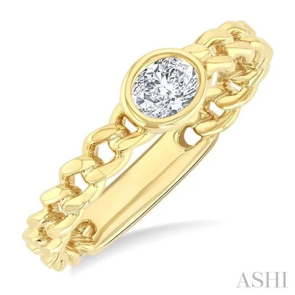 1/5 Ctw Bezel Set Oval Cut Diamond Curb Link Fashion Ring in 14K Yellow Gold Hart's Jewelers Grants Pass, OR