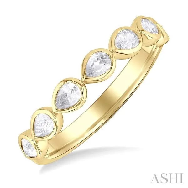 3/4 Ctw East-West Set Pear Cut Bezel Diamond Stackable Fashion Band in 14K Yellow Gold Hart's Jewelers Grants Pass, OR