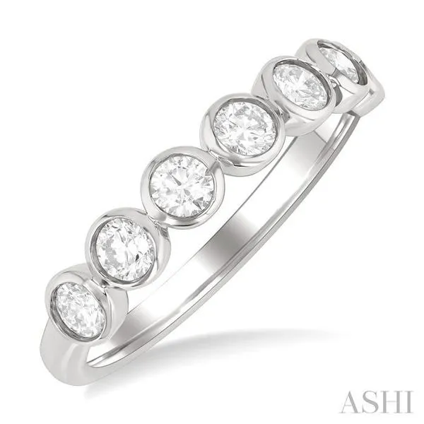 3/4 Ctw Bezel Set Round Cut Diamond Band in 14K White Gold Hart's Jewelers Grants Pass, OR