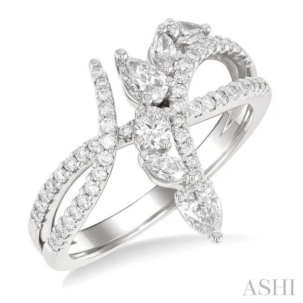 7/8 Ctw Split Bypass Shank Mixed Diamond Cut Fashion Ring in 14K White Gold Hart's Jewelers Grants Pass, OR