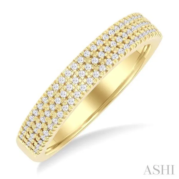 1/4 Ctw Triple Row Pave Set Round Cut Diamond Fashion Band in 14K Yellow Gold Hart's Jewelers Grants Pass, OR