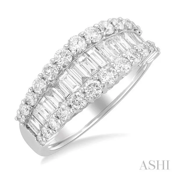 1 5/8 Ctw Baguette and Round Cut Diamond Fashion Band in 14K White Gold Hart's Jewelers Grants Pass, OR