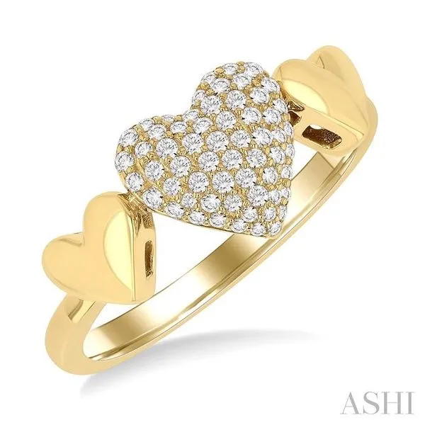 1/4 Ctw Heart Shape Pave Set Round Cut Diamond Ring in 10K Yellow Gold Hart's Jewelers Grants Pass, OR