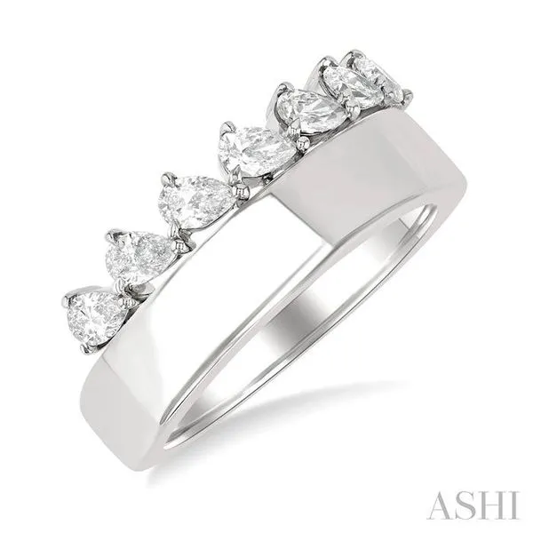 5/8 Ctw Pear Cut Diamond Bold Gold Fashion Wide Band in 14K White Gold Hart's Jewelers Grants Pass, OR