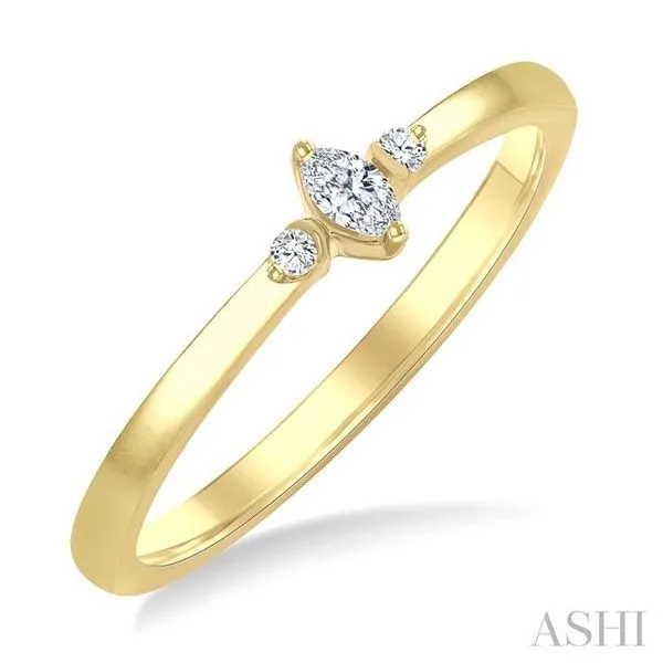 1/10 Ctw Three Stone Marquise and Round Cut Diamond Petite Fashion Ring in 10K Yellow Gold Hart's Jewelers Grants Pass, OR