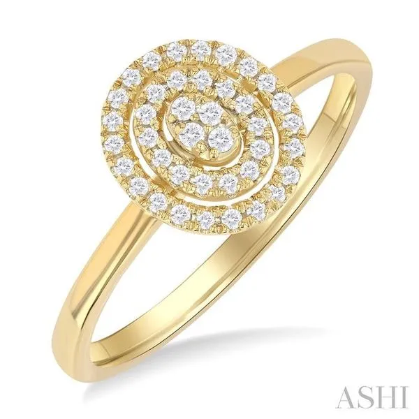 1/6 Ctw Double Halo Oval Shape Petite Round Cut Diamond Fashion Ring in 10K Yellow Gold Hart's Jewelers Grants Pass, OR