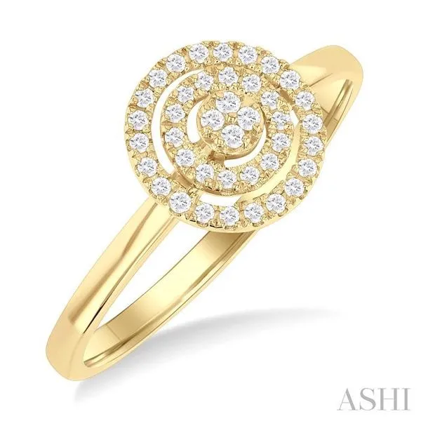 1/6 Ctw Double Halo Round shape Petite Round Cut Diamond Fashion Ring in 10K Yellow Gold Hart's Jewelers Grants Pass, OR