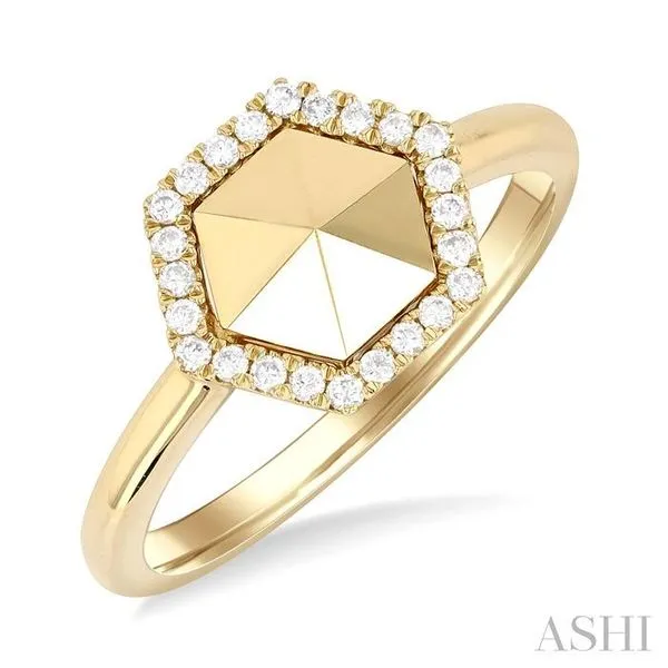 1/6 Ctw Petite Hexagon Shape Single Cut Diamond Halo Fashion Ring in 14K Yellow Gold Hart's Jewelers Grants Pass, OR