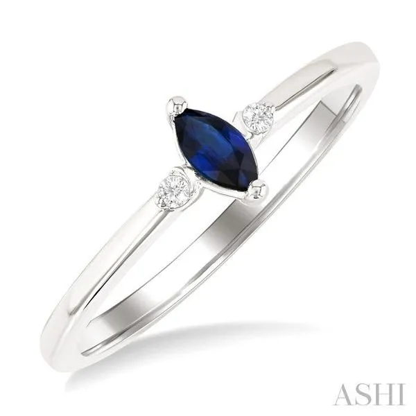 5x2.5 MM Marquise Shape Sapphire and 1/50 Ctw Petite Round Cut Diamond Fashion Ring in 10K White Gold Hart's Jewelers Grants Pass, OR