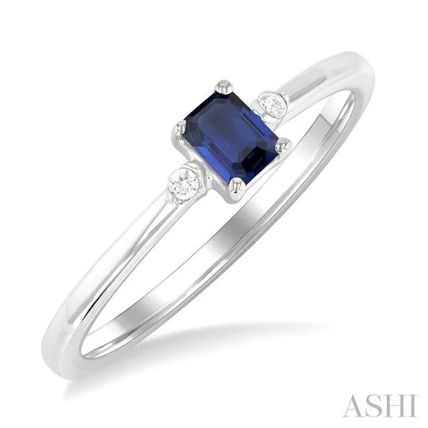 4x3 MM Octagon Shape Sapphire and 1/50 Ctw Petite Round Cut Diamond Fashion Ring in 10K White Gold Hart's Jewelers Grants Pass, OR