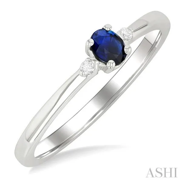 4x3 MM Oval Shape Sapphire and 1/50 Ctw Petite Round Cut Diamond Fashion Ring in 10K White Gold Hart's Jewelers Grants Pass, OR