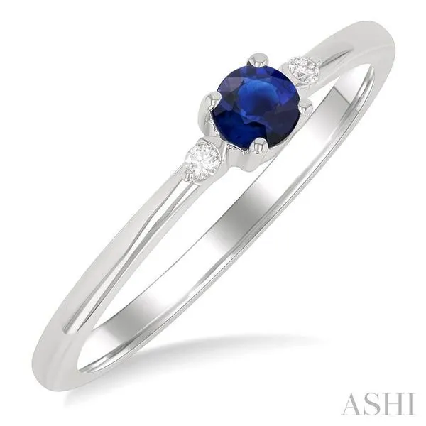 3.5 MM Round Shape Sapphire and 1/50 Ctw Petite Round Cut Diamond Fashion Ring in 10K White Gold Hart's Jewelers Grants Pass, OR