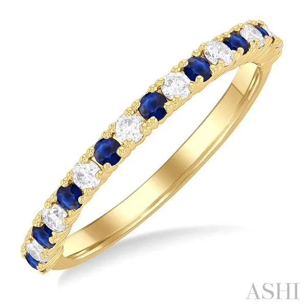 1.80 MM Round Shape Sapphire and 1/4 Ctw Round Cut Diamond Precious Stack Band in 10K Yellow Gold Hart's Jewelers Grants Pass, OR
