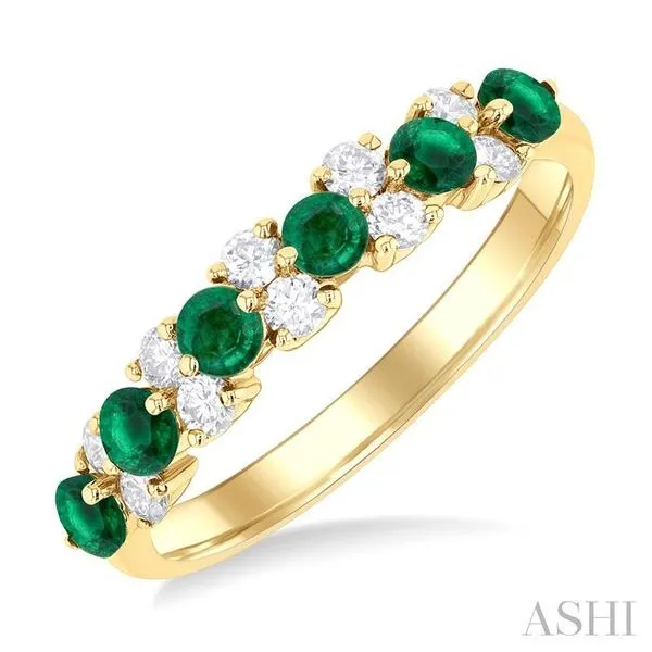 2.7 MM Emerald and 1/3 Ctw Round Cut Diamond Precious Band in 14K Yellow Gold Hart's Jewelers Grants Pass, OR