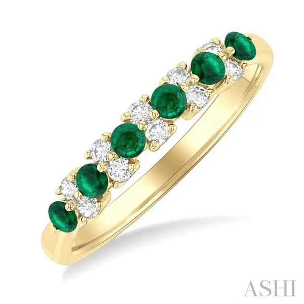 2.3 MM Emerald and 1/5 Ctw Round Cut Diamond Precious Band in 14K Yellow Gold Hart's Jewelers Grants Pass, OR