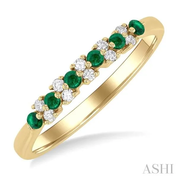 1.9 MM Emerald and 1/10 Ctw Round Cut Diamond Precious Band in 14K Yellow Gold Hart's Jewelers Grants Pass, OR