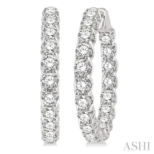 10 Ctw Inside-Out Round Cut Diamond Hoop Earrings in 14K White Gold Hart's Jewelers Grants Pass, OR