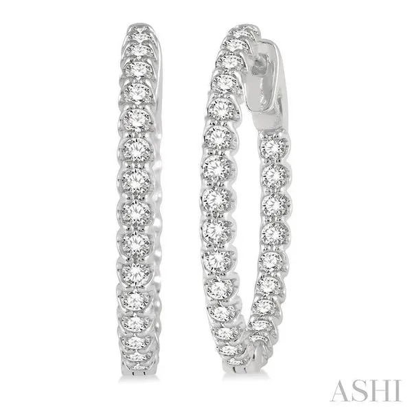 1 1/2 Ctw Inside-Out Round Cut Diamond Hoop Earrings in 14K White Gold Hart's Jewelers Grants Pass, OR