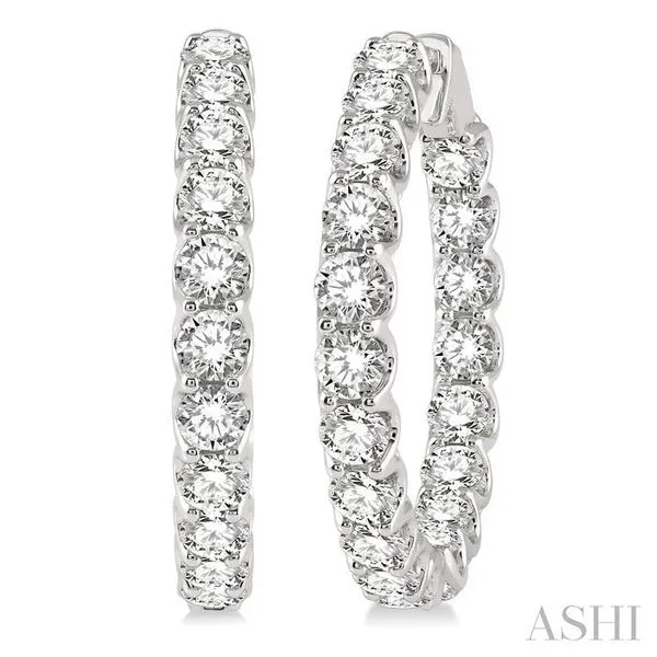 10 Ctw Inside-Out Round Cut Diamond Hoop Earrings in 14K White Gold Hart's Jewelers Grants Pass, OR