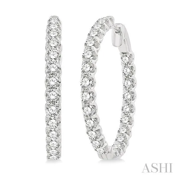 5 Ctw Inside-Out Round Cut Diamond Hoop Earrings in 14K White Gold Hart's Jewelers Grants Pass, OR