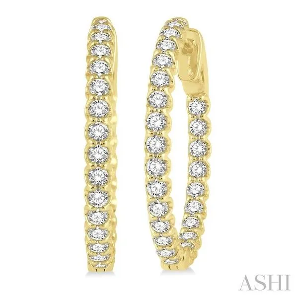 1 1/2 Ctw Inside-Out Round Cut Diamond Hoop Earrings in 14K Yellow Gold Hart's Jewelers Grants Pass, OR