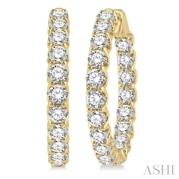 10 Ctw Inside-Out Round Cut Diamond Hoop Earrings in 14K Yellow Gold Hart's Jewelers Grants Pass, OR