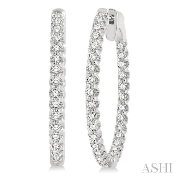 1 Ctw Inside-Out Round Cut Diamond Hoop Earrings in 14K White Gold Hart's Jewelers Grants Pass, OR