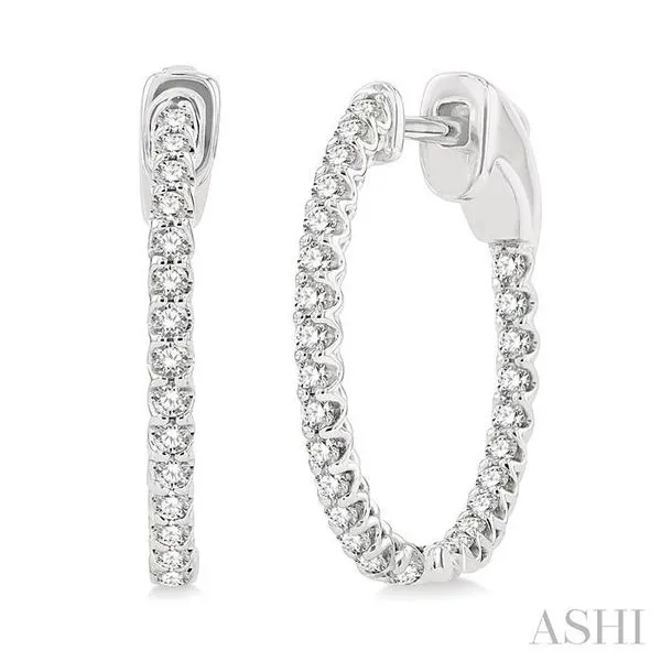 1/2 Ctw Inside-Out Round Cut Diamond Hoop Earrings in 14K White Gold Hart's Jewelers Grants Pass, OR