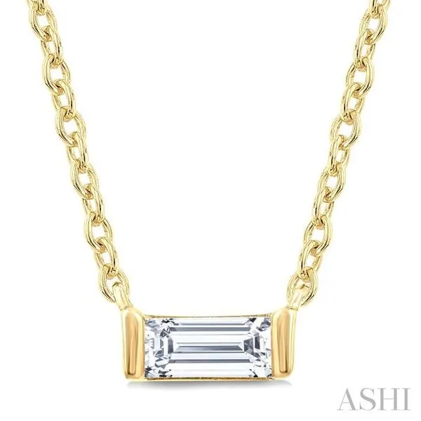 1/20 Ctw Baguette Diamond Petite Fashion Pendant With Chain in 10K Yellow Gold Hart's Jewelers Grants Pass, OR