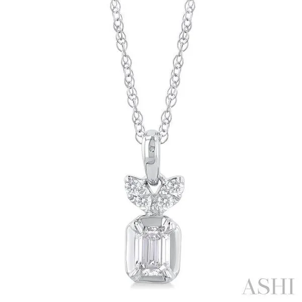 1/5 Ctw Emerald and Round Cut Diamond Fashion Pendant With Chain in 14K White Gold Hart's Jewelers Grants Pass, OR